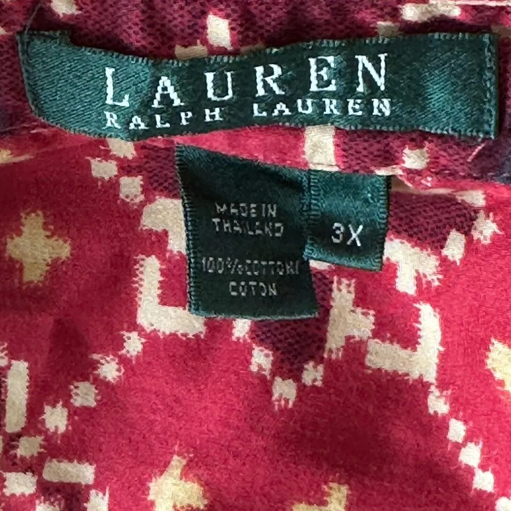 Lauren Ralph Lauren Women's Size 3X Lawn Gold Medallion Ikat Shirt Top‎ Aztec - Image 7