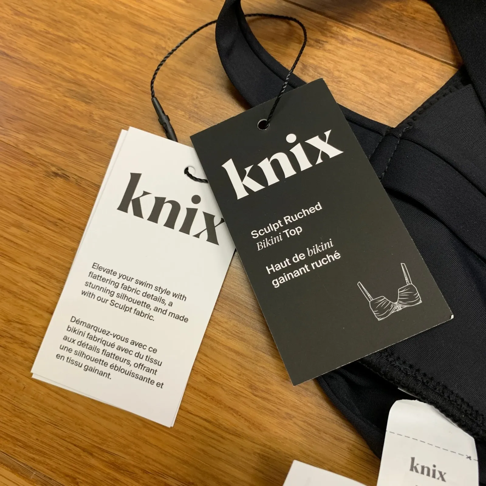 Knix Sculpt Ruched Bikini Top Black‎ Womens Size Large Swimwear Beachwear NWT Black - Image 4