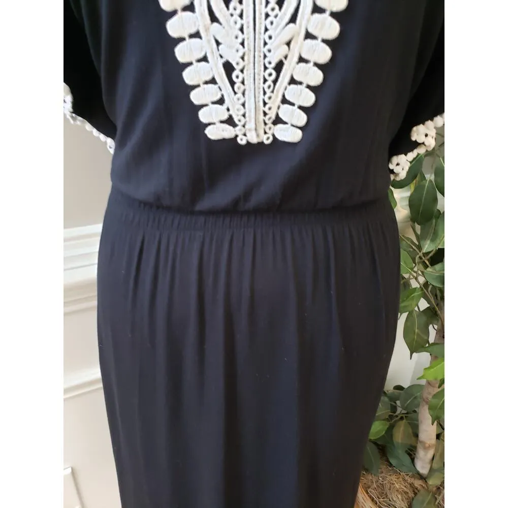 Spense Sheath Dress Women Medium Black Lace Trim V Neck Short Sleeve Cinch Waist - Image 8