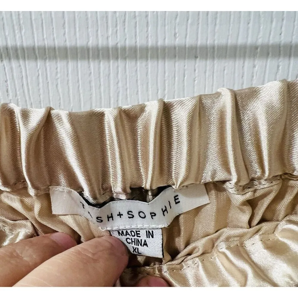 Tash and Sophie Satin Pleated Champagne Midi Skirt Size XL Pull - Image 6