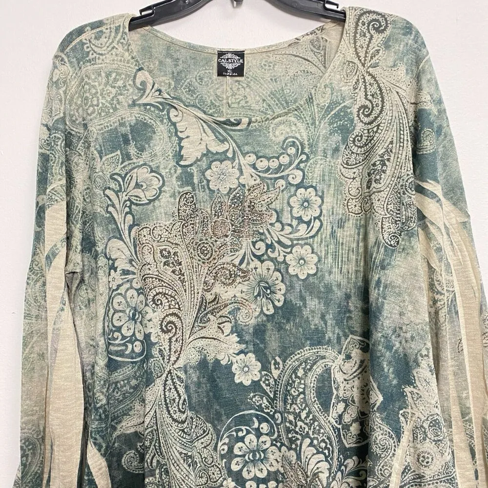 Cal Style Women’s XL Colorful Boho Style Shirt Fairycore Fairy AB Rhinestone - Image 3