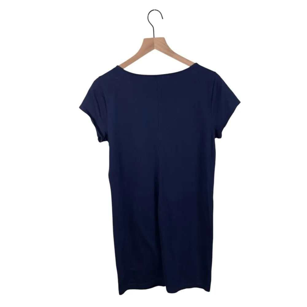 Lilly Pulitzer Brewster Contrast Trim T-Shirt Dress Pima Cotton Navy Size Large - Image 4