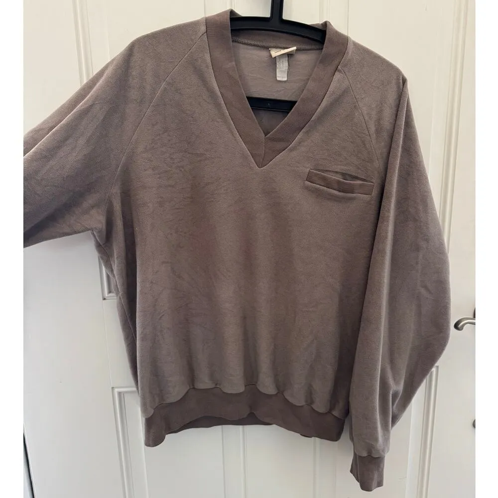 American Vtg 80's Lee Velour V neck taupe sweater raglan sleeve large - Image 15