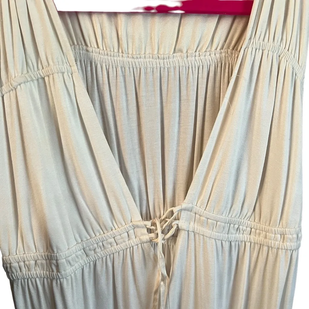 Bebe Cream Mixed Material Sleeveless Grecian Silk Blend Dress Womens size Small - Image 5