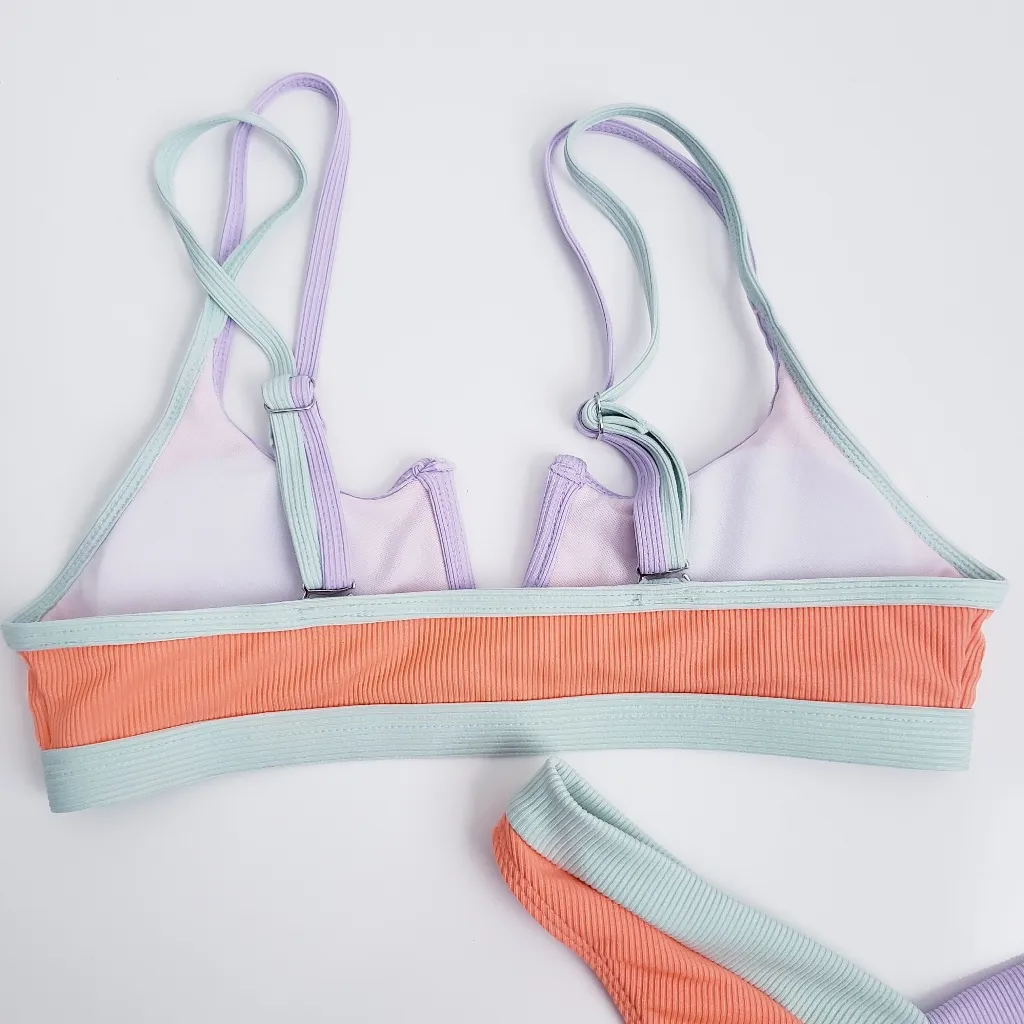 Ribbed Tri-Color Strappy Bikini - Image 7