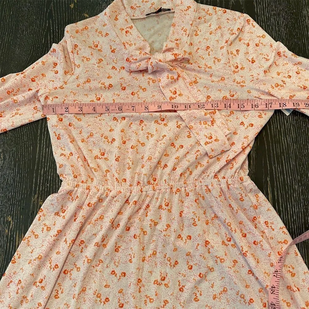 Adrianna Papell Tie Neck Knit Dress Floral Ditsy Print Long Sleeve Multicolor - Image 8