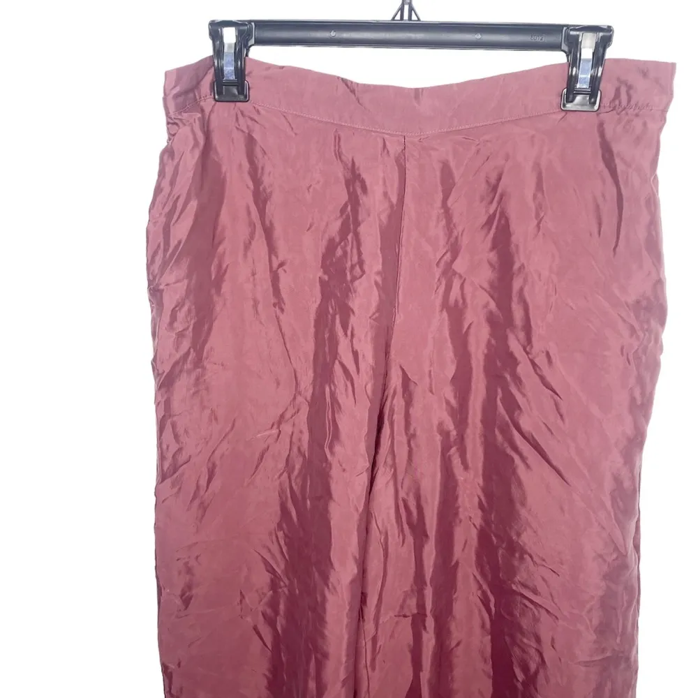 Athleta Calm Cool Pants large Rose Lounge Wide Leg with Pockets Pull On Cupro - Image 3