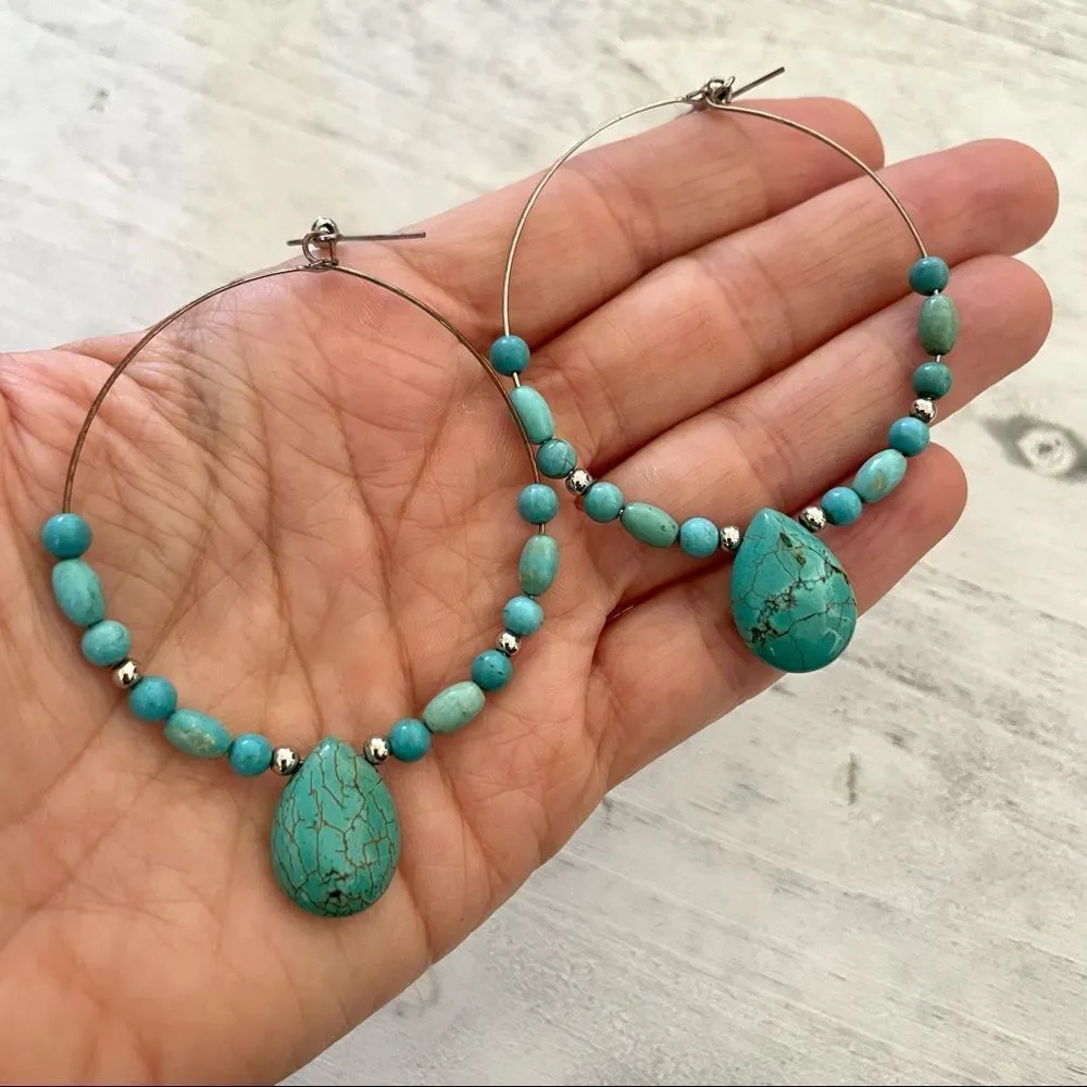 Big round turquoise earrings - Image 2