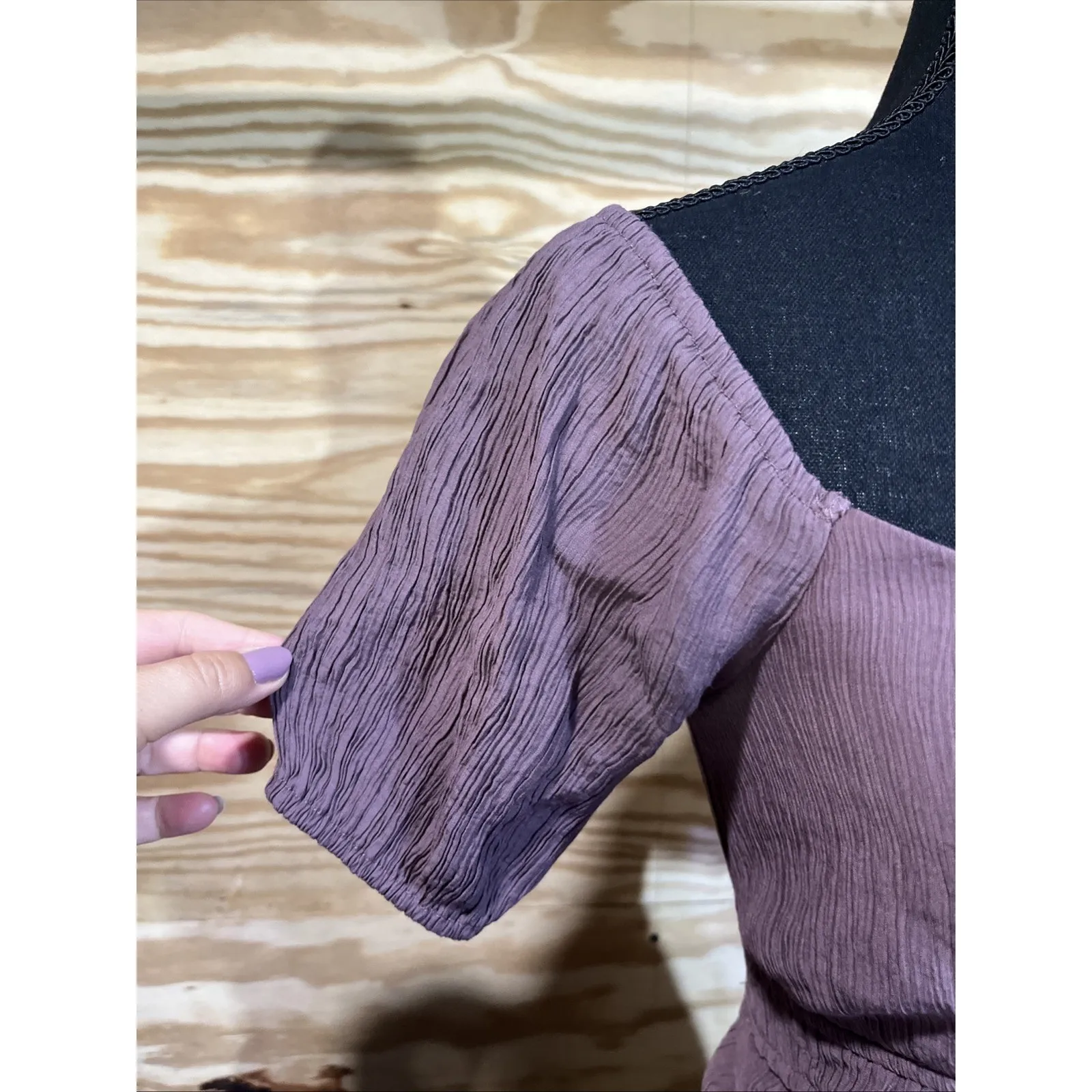 MAX + ASH Gauzy Tiered Maxi Dress Women Small Mauve Boho Cottagecore Peasant Pink - Image 7