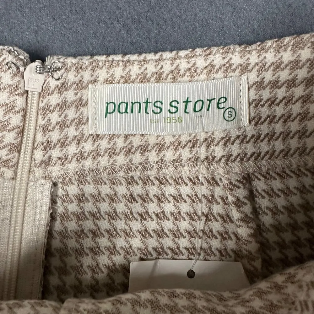 Pants Store Womens Small Beige Houndstooth Print Faux Wrap Skirt Skort NWT White - Image 2