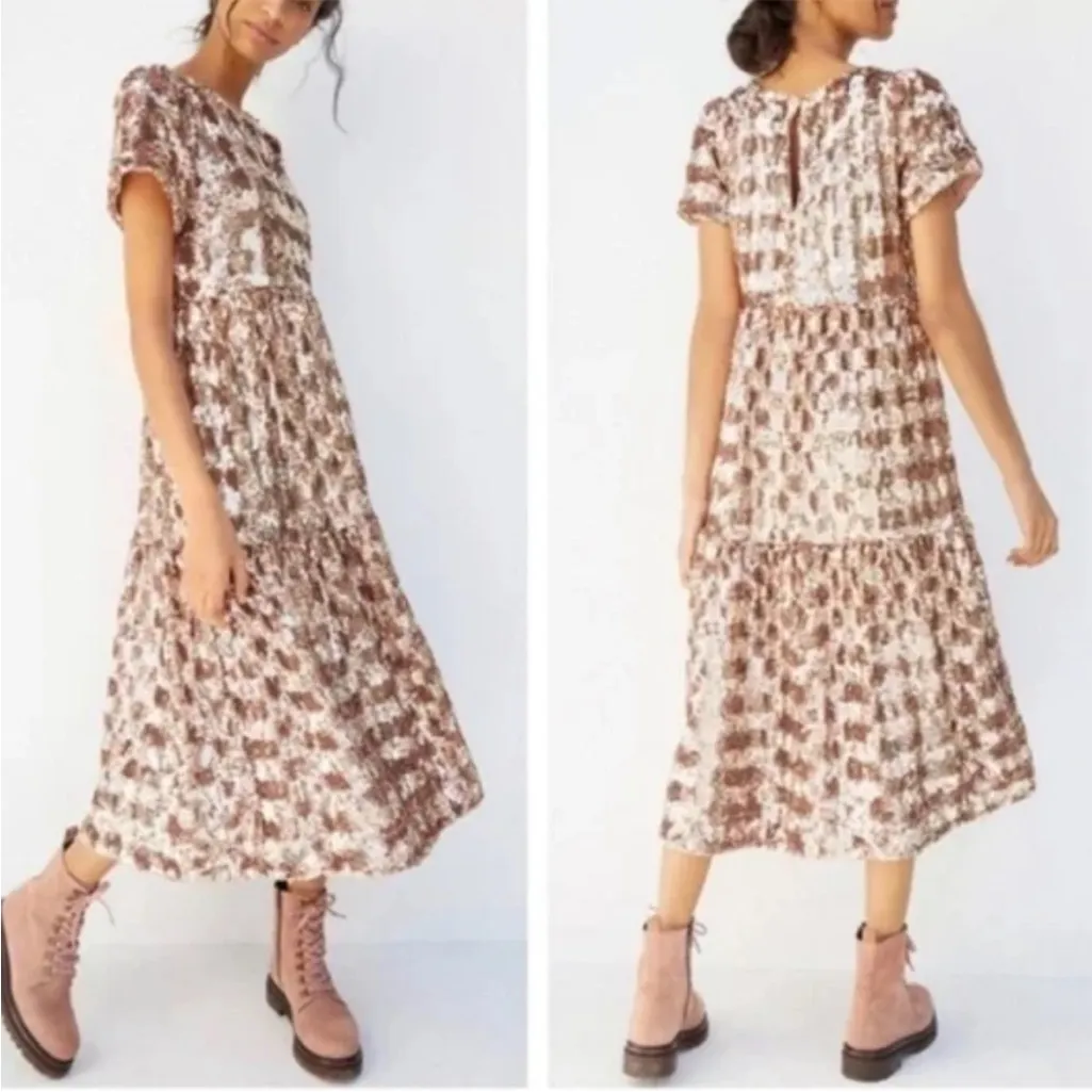 NWT Maeve Anthropologie Bernadette
Sequin metallic Midi Dress Sz S - Image 3
