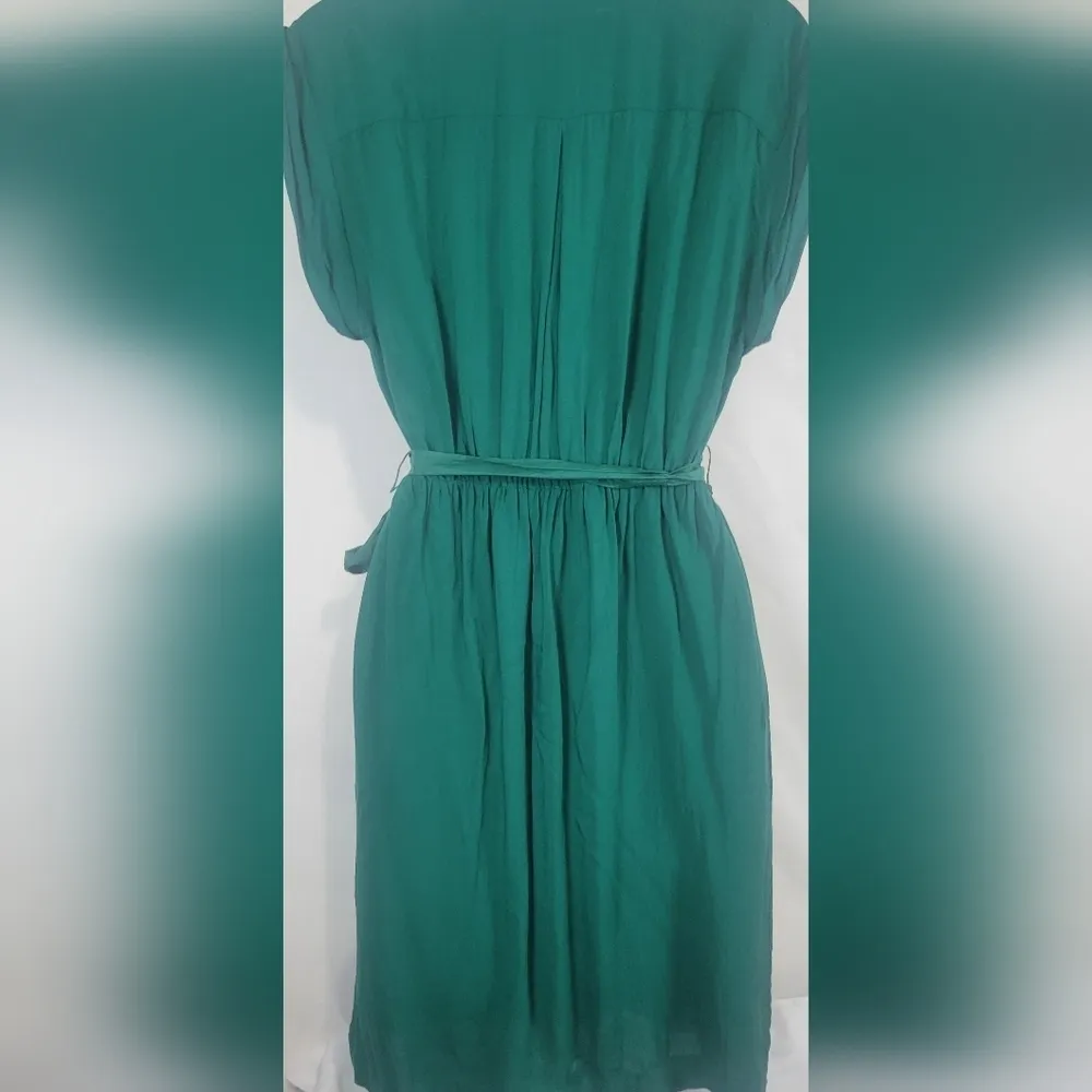 Maeve Faux Wrap belted v-neck short sleeve Kelly Green midi dress size small - Image 3