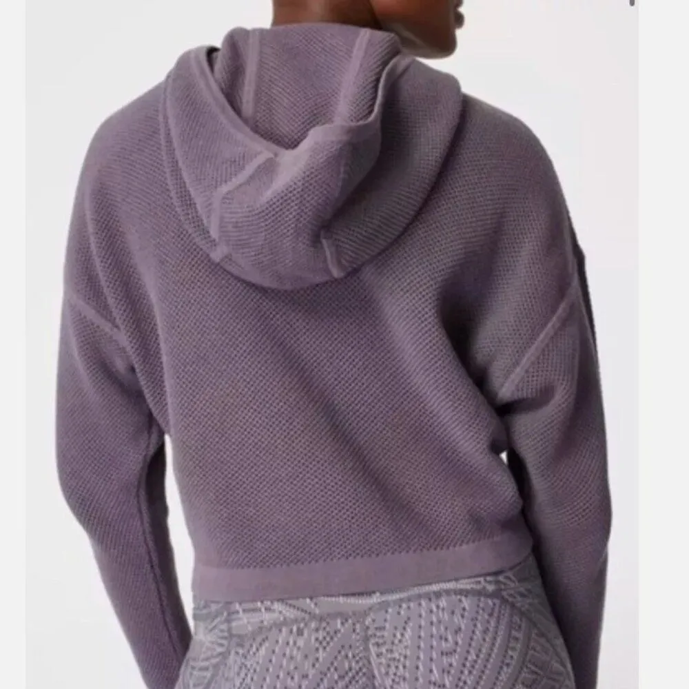 Sweaty Betty Organic Cotton Wimbledon Mesh Full Zip Crop Hoodie Purple (XSmall) - Image 4