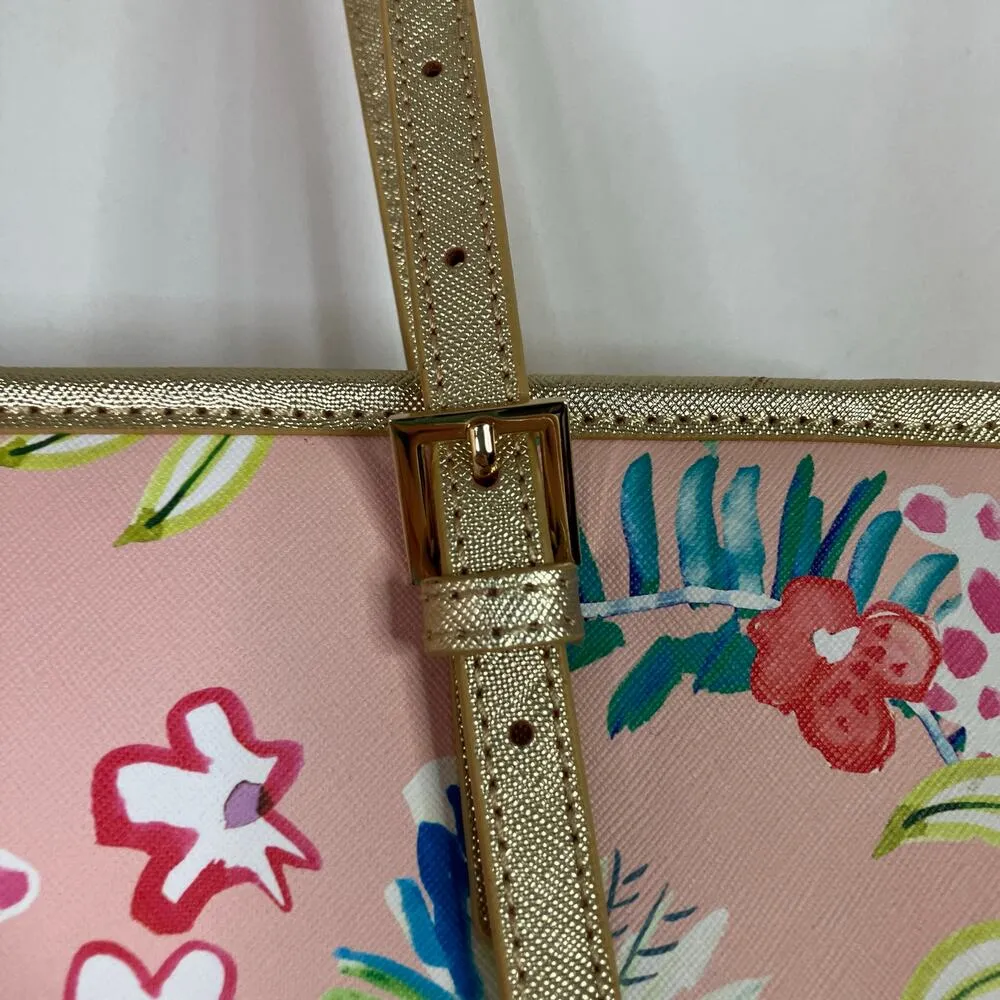 Spartina 449 | Pink Flamingo Print Genuine Leather Shoulder Bag Purse Tropical - Image 3