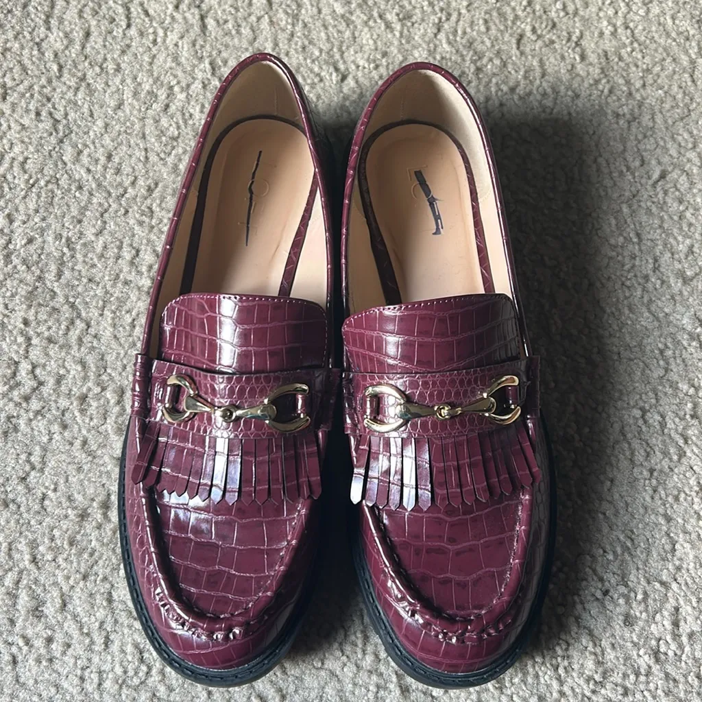 Loft Burgundy Croc Horsebit Loafer - Image 3