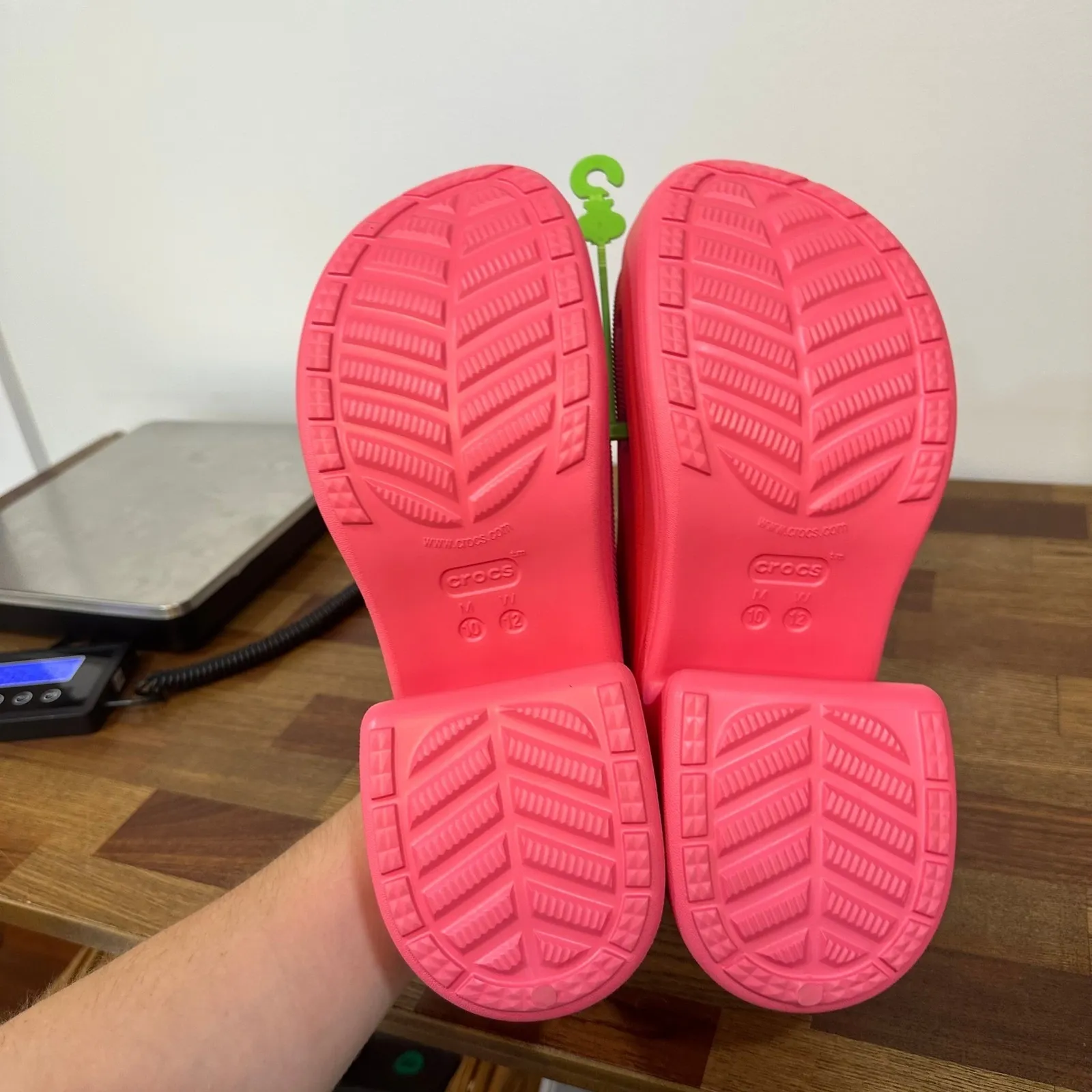 CROCS Womens Siren Clogs 12 Hot Pink Rubber Platform Heel Closed Toe Chunky - Image 6