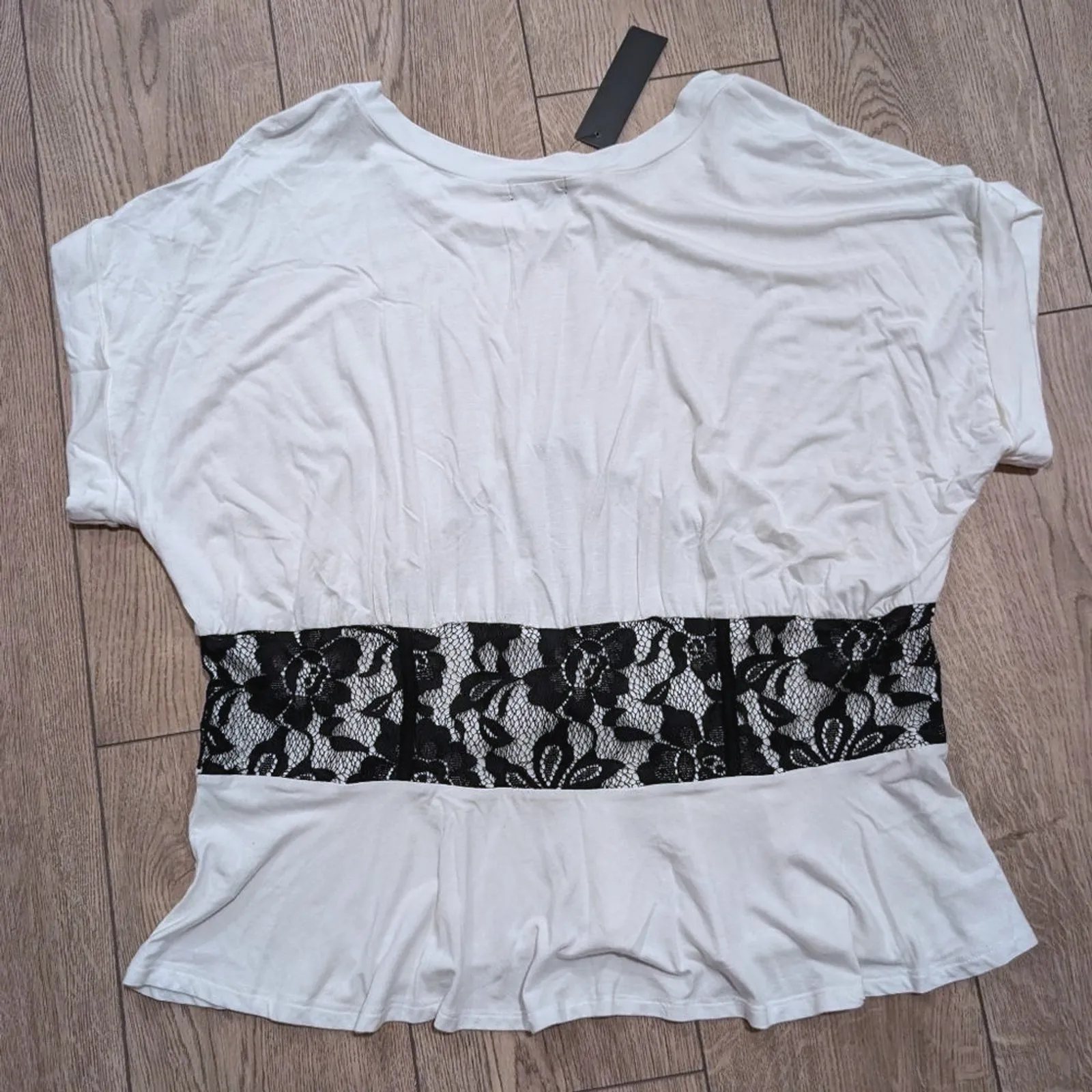 🆕 Plus 2X White Black Lace Corset Style Babydoll Peplum Top Shirt Blouse NWT - Image 3