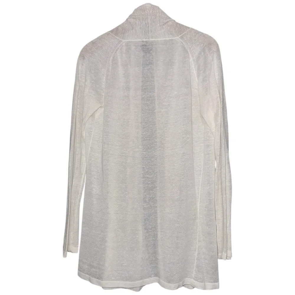 Theory Women’s Size S P Off White Linen Viscose Knit Open Front Cardigan - Image 3