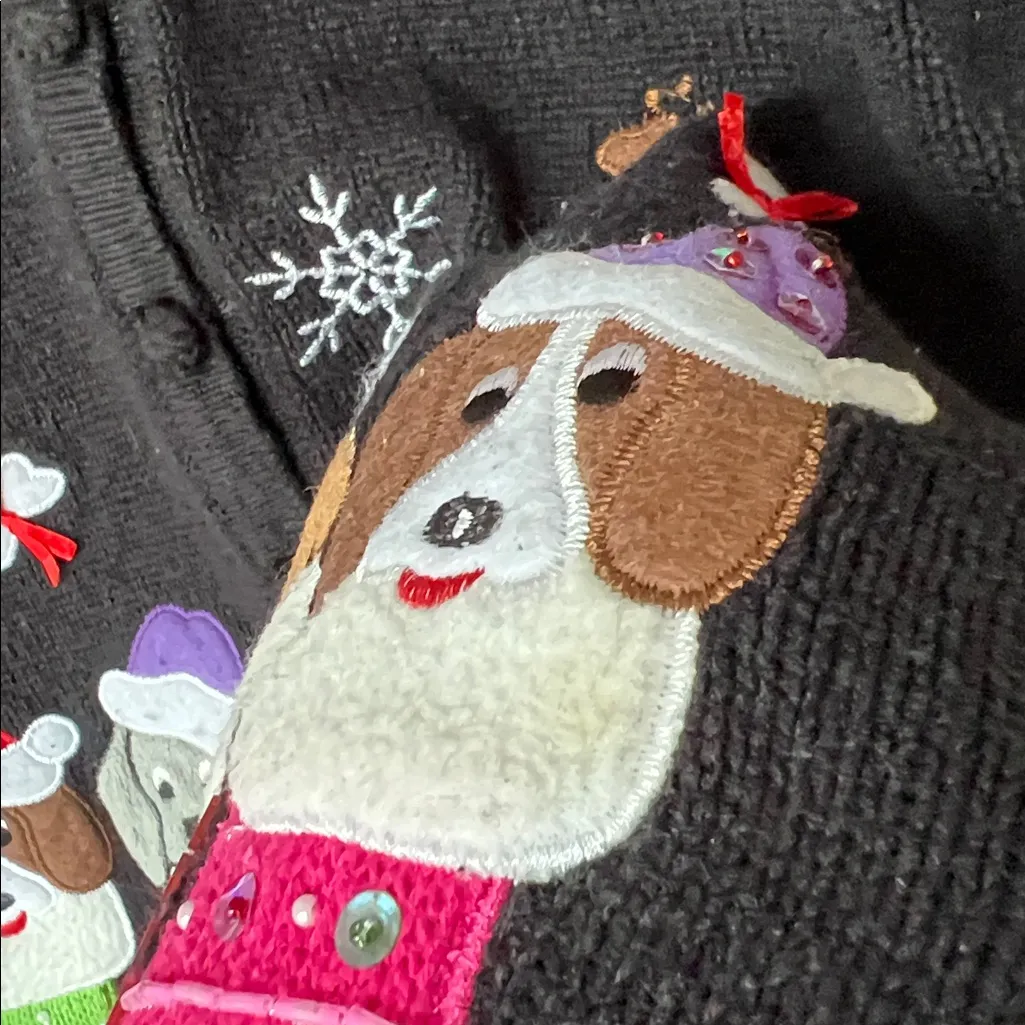 Kim Rogers Dog Christmas Sweater Vest Bow Ribbon Paw Snowflake XL - Image 6