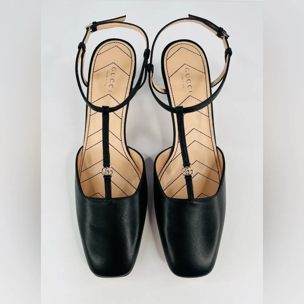 GUCCI WOMEN'S PETITE GG SLINGBACK NAPPA LEATHER CHARLOTTE PUMPS SIZE EU 40 - Image 4