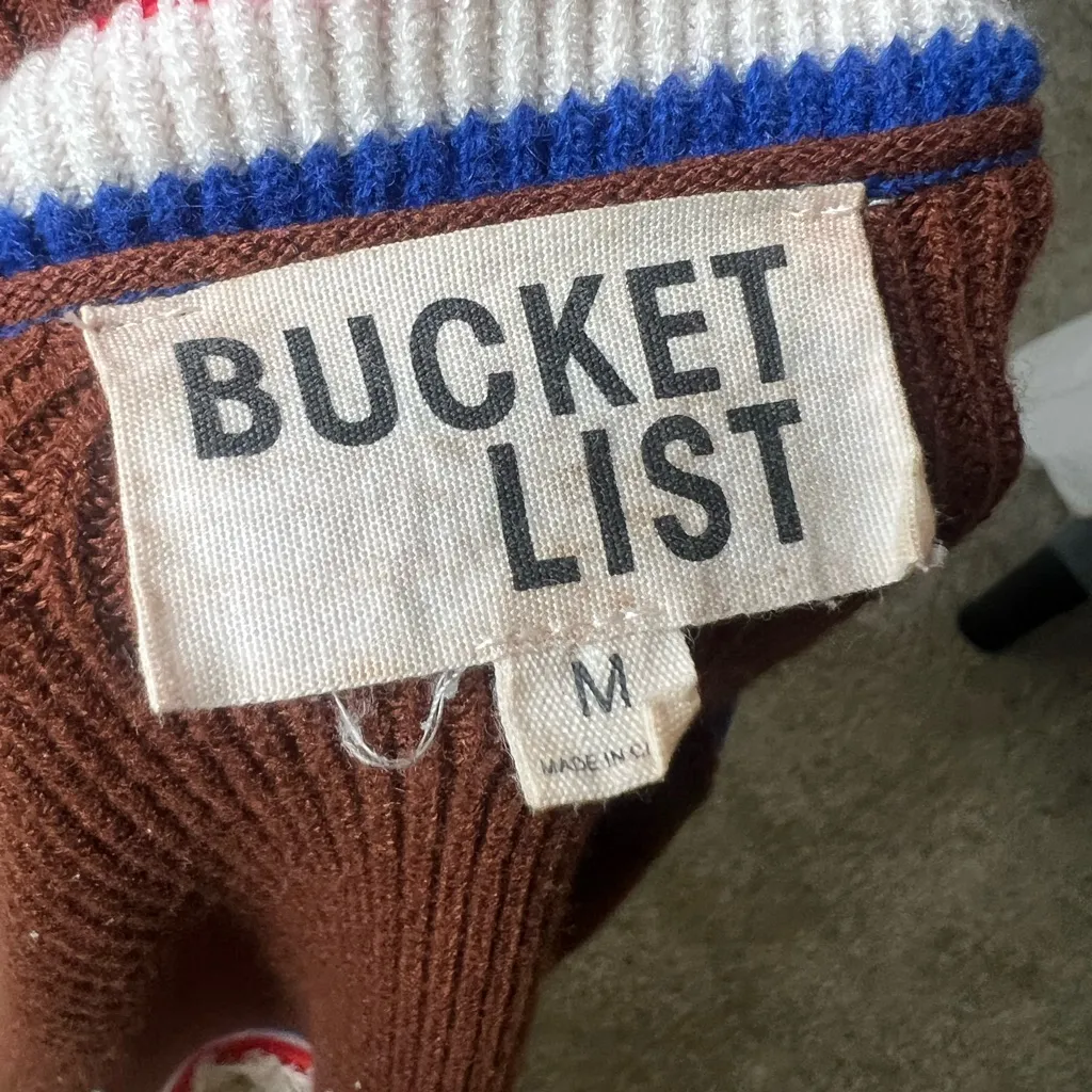 BUCKETLIST cardigan striped sweater medium Brown - Image 5