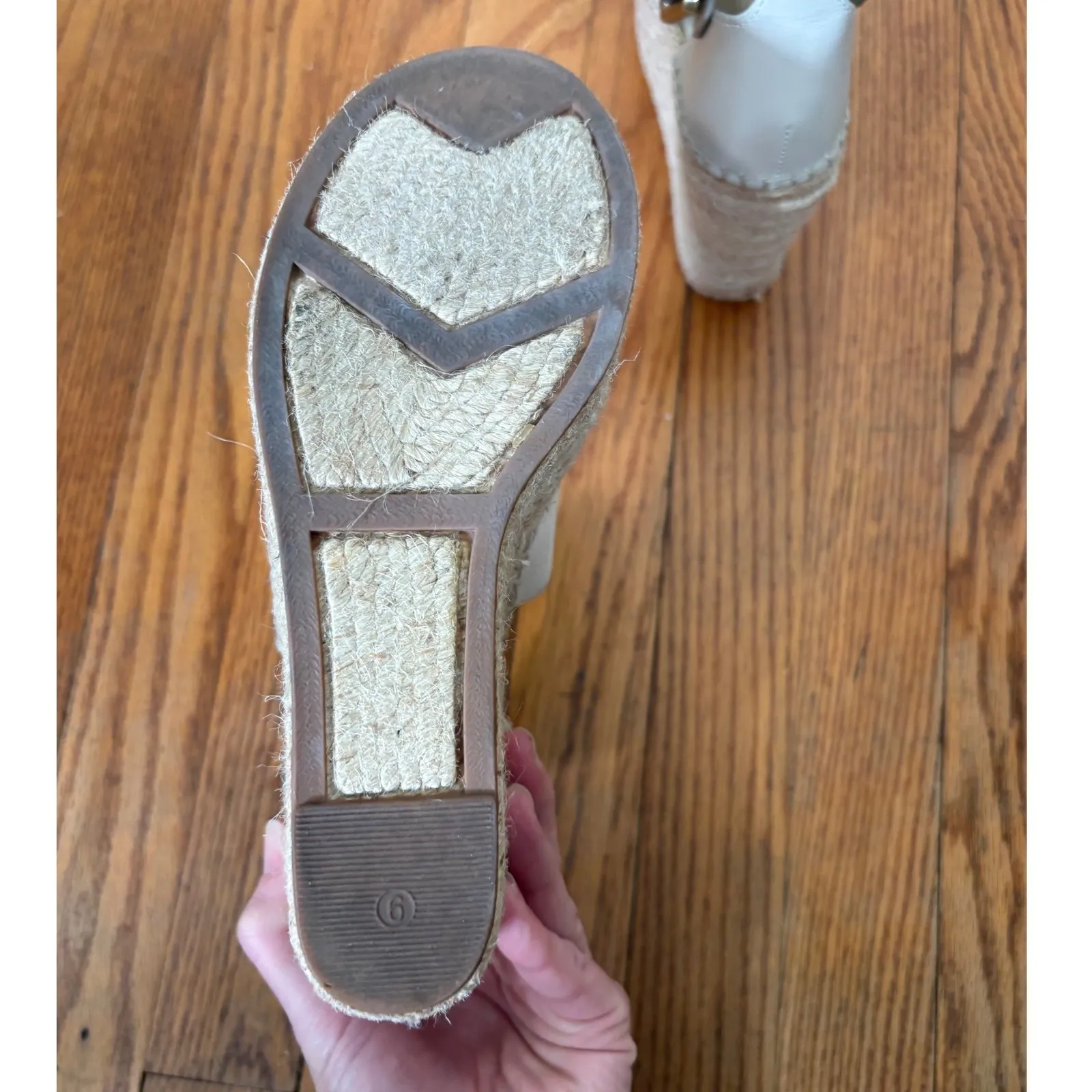 Marc Fisher LTD Adalyn Espadrille Wedge Sandals Light Pink Suede Leather Size 6M - Image 6