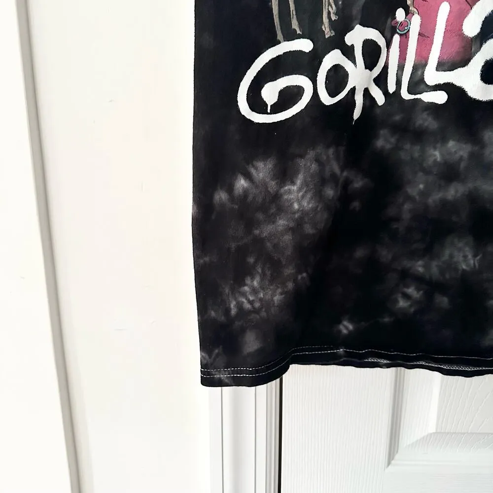 Gorillaz Black Tie Dye Graphic Band Tee Small Gildan Y2K White Stitch - Image 4