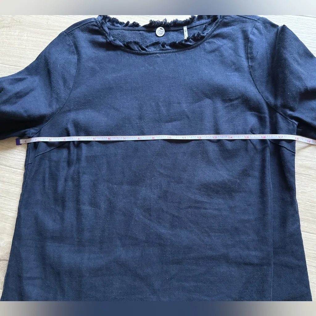 Margaret O’Leary Linen Blend 3/4 Sleeve Shift Dress | Blue | XS - Image 7