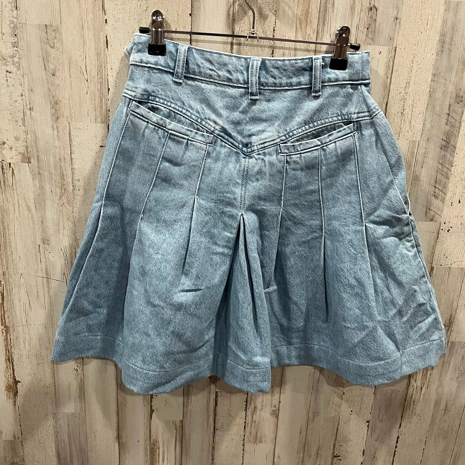 Free People Scout Denim Skirt Boho Aline Western Pleated Womens 0 100% Cotton - Image 5