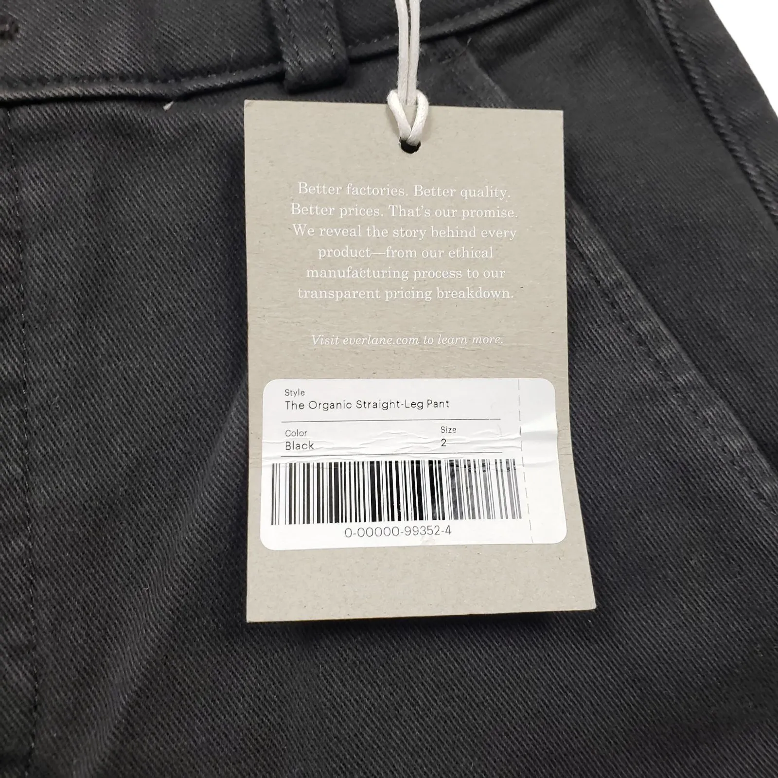 NWT Everlane The Organic Straight Leg Pants Womens Size 2 Black High Rise Jeans - Image 8