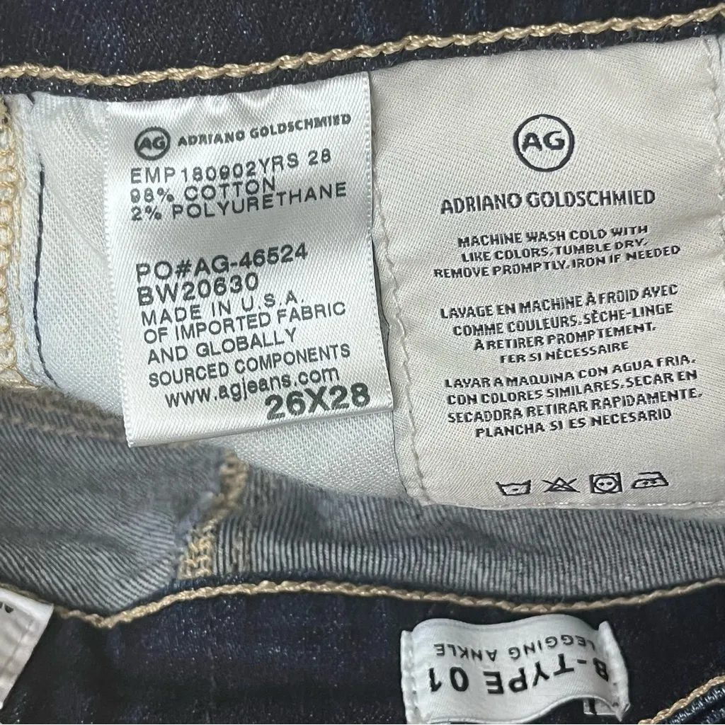 AG Adriano Goldschmied Low Rise Skinny Ankle Jeans Dark Wash Size 26 - Image 5