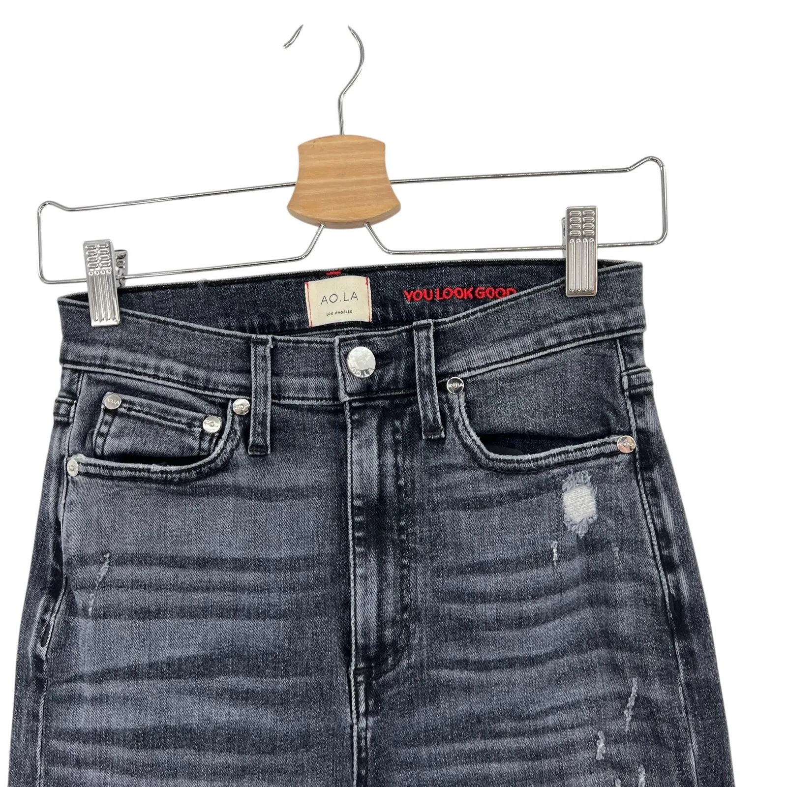 Alice + Olivia Good High‎ Rise Ankle Skinny Jeans Black Magic Wash Size 27 - Image 4