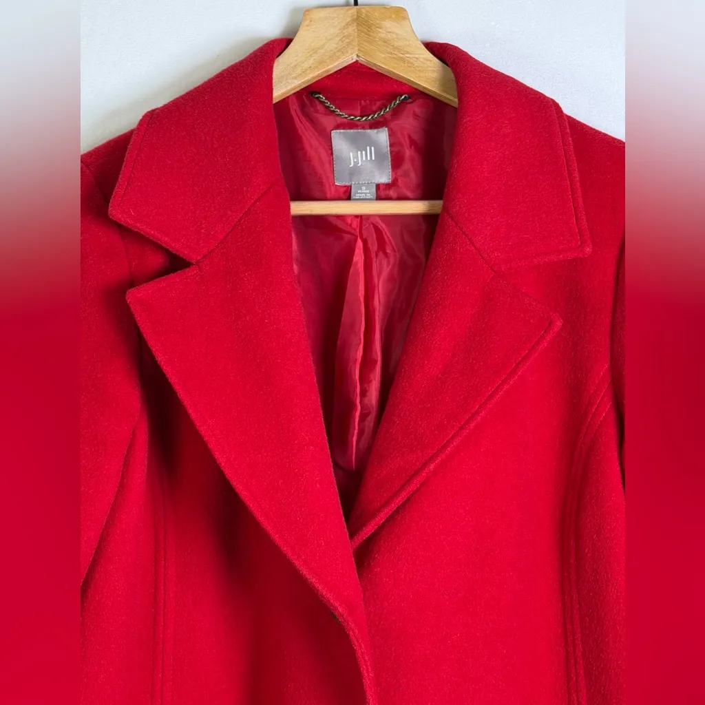 J.Jill Women’s Red Wool Blend Tailored Coat Jacket Pea Coat Petite Small Size undefined - Image 5