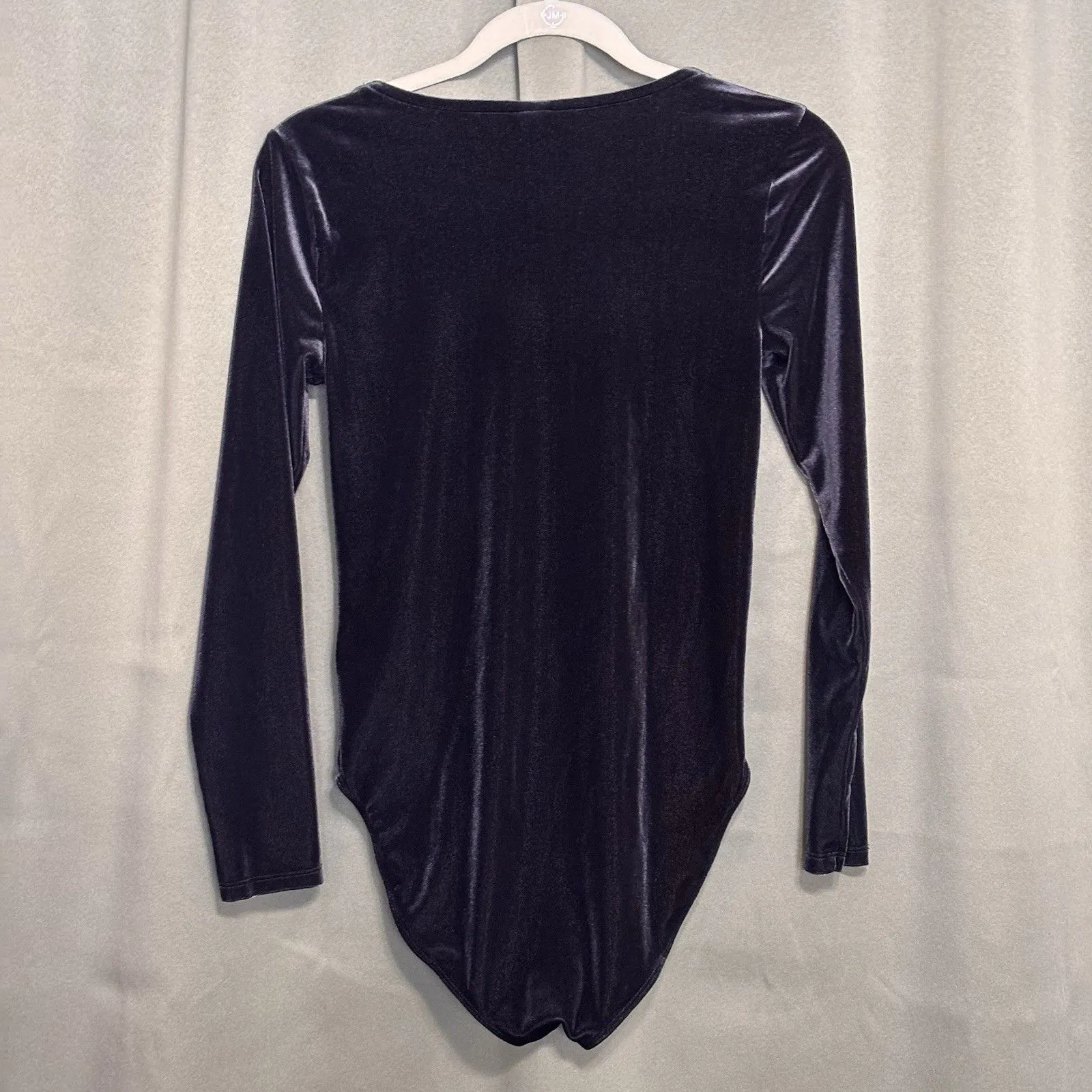 NEW Old Navy Long Sleeve Square Neck Velvet Bodysuit Black Jack Size Medium - Image 2