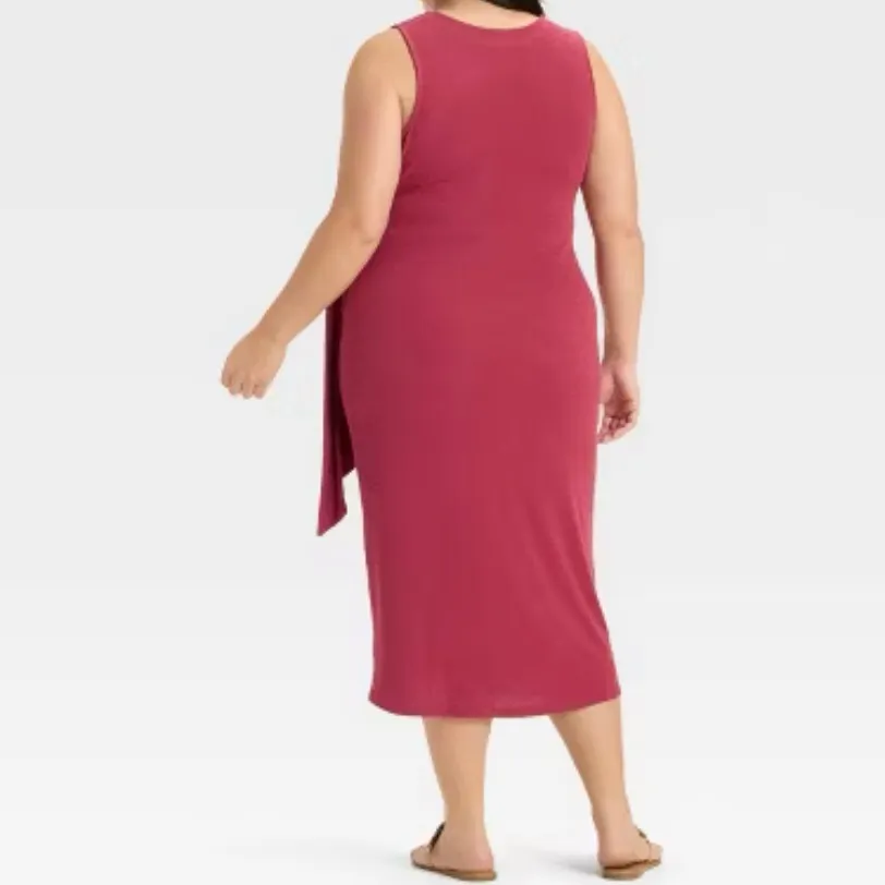 Ava Viv‎ Women's Burgundy Midi A-Line Dress Size 2X - Image 6