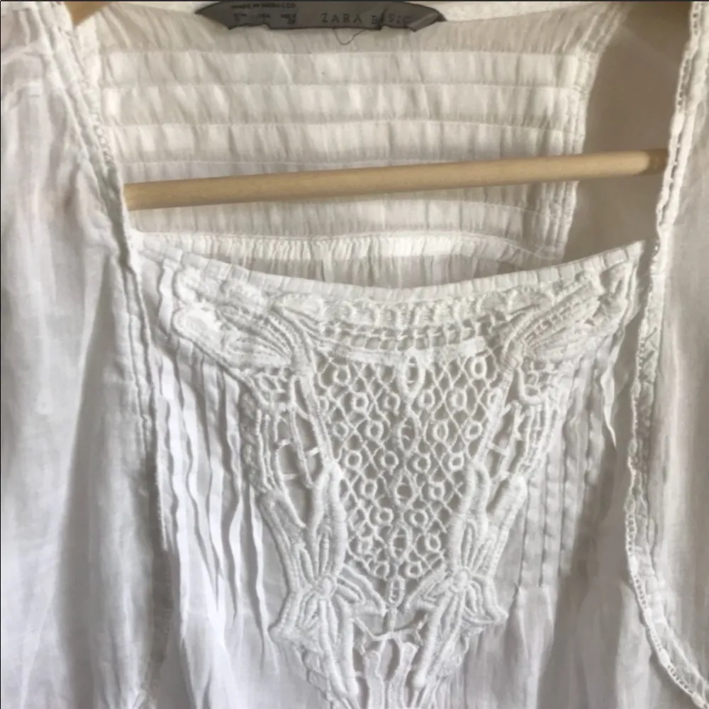 Zara white crotchet detail tunic top - Image 5