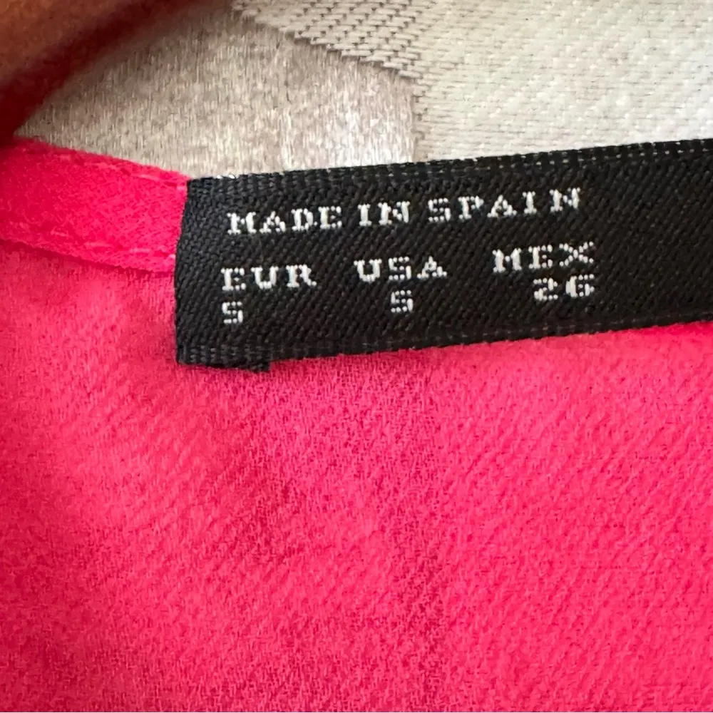 Zara Basic asymmetrical sleeveless chiffon hot pink blouse top size small - Image 8