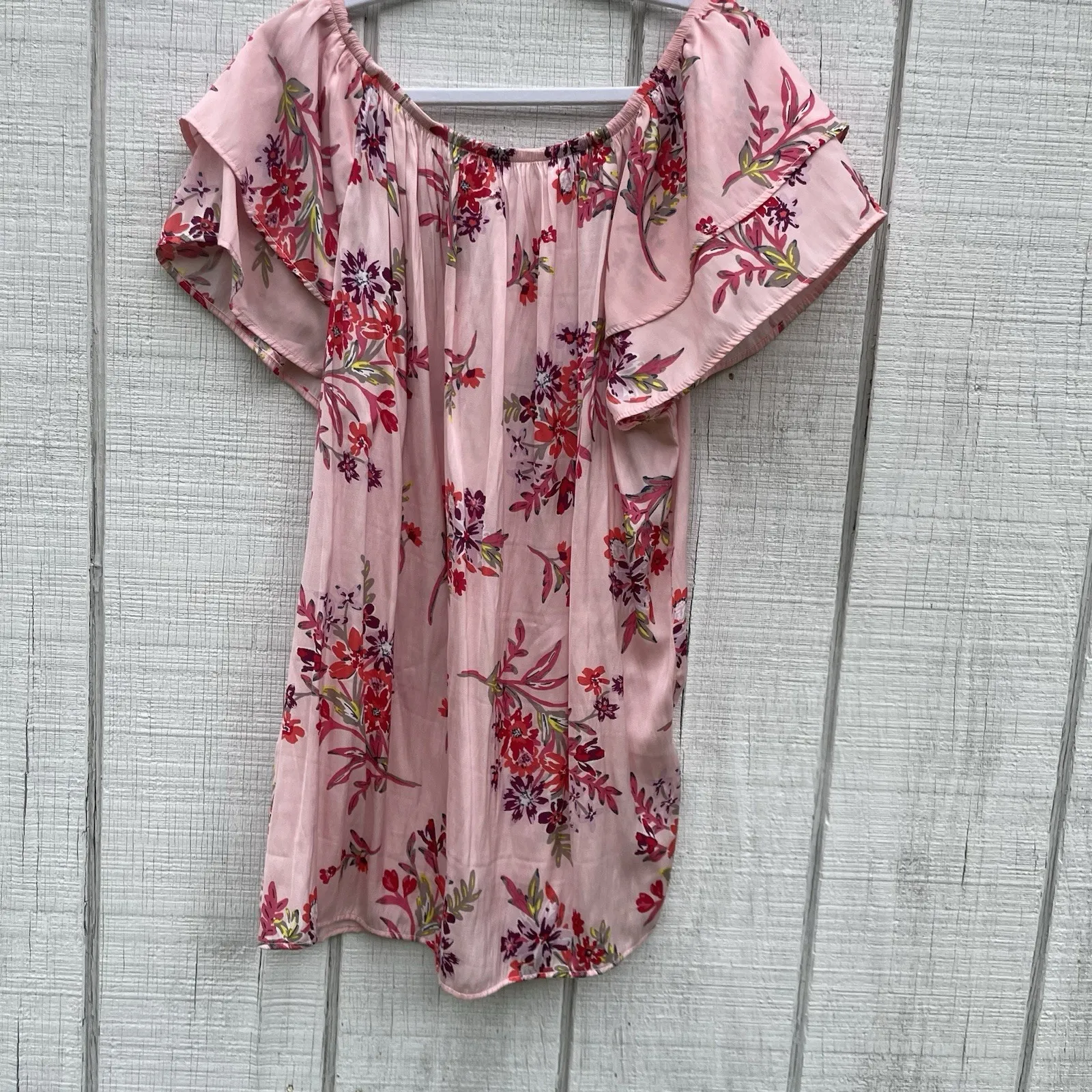 Terra & Sky Pink Floral Dressy Lightweight Blouse Top Shirt 14W - Image 3