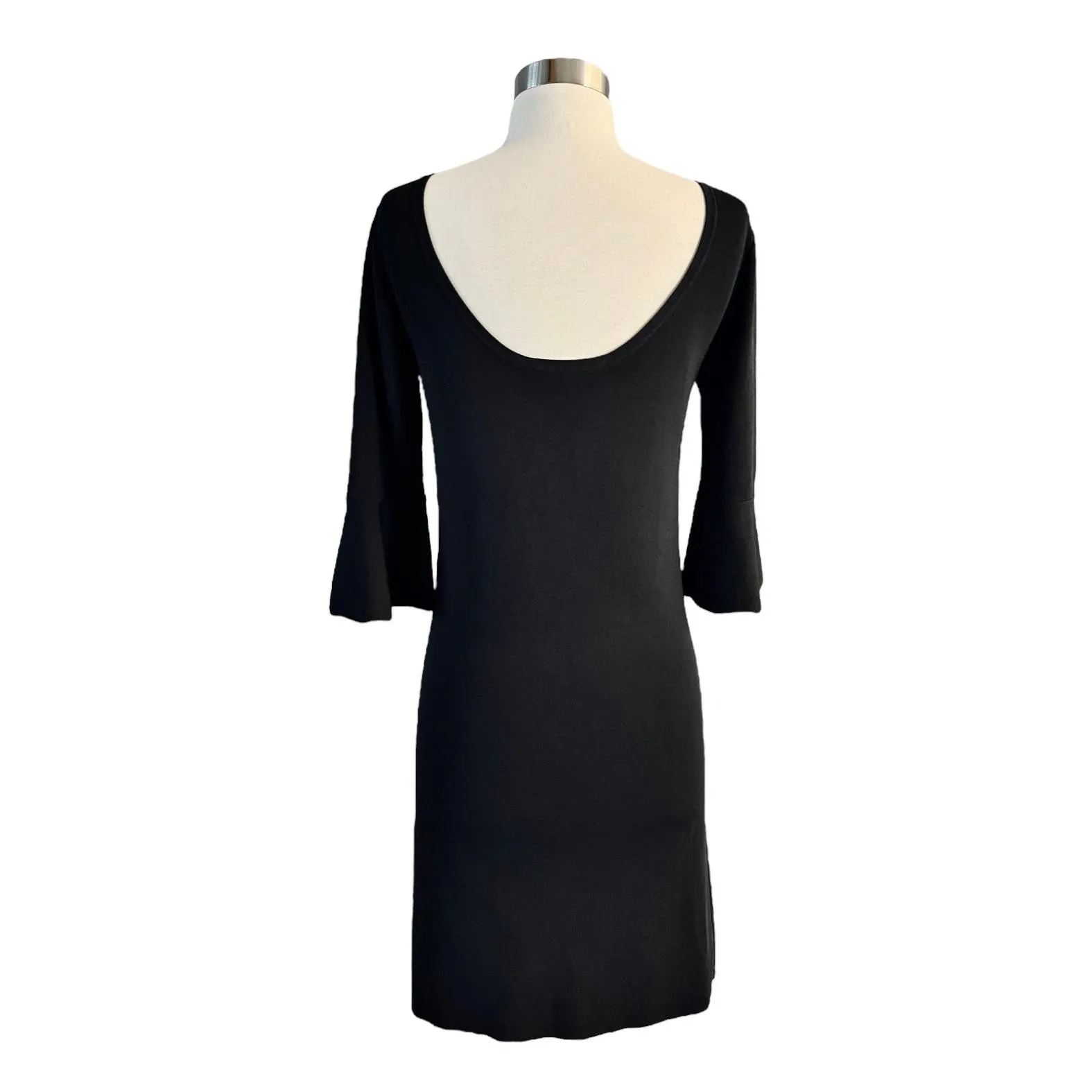 GERARD DAREL Paris Black Knit Dress 3/4 Bell Sleeves Round Neck Size 1 Small - Image 8