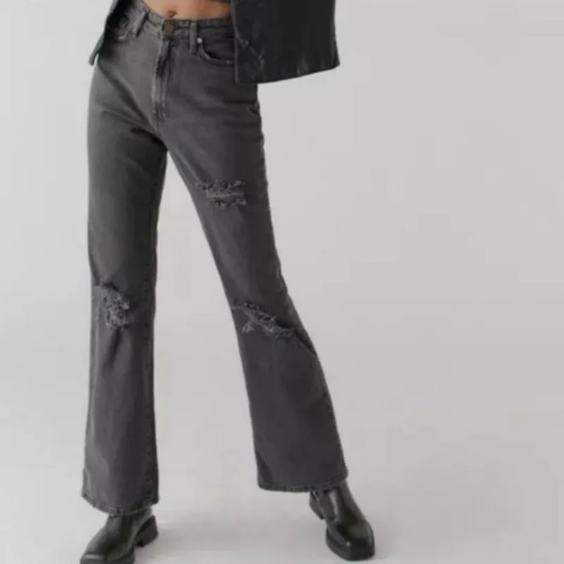 BDG Urban Outfitters Black Stretch High Rise Flare Distressed Jeans Size 28 - Image 14