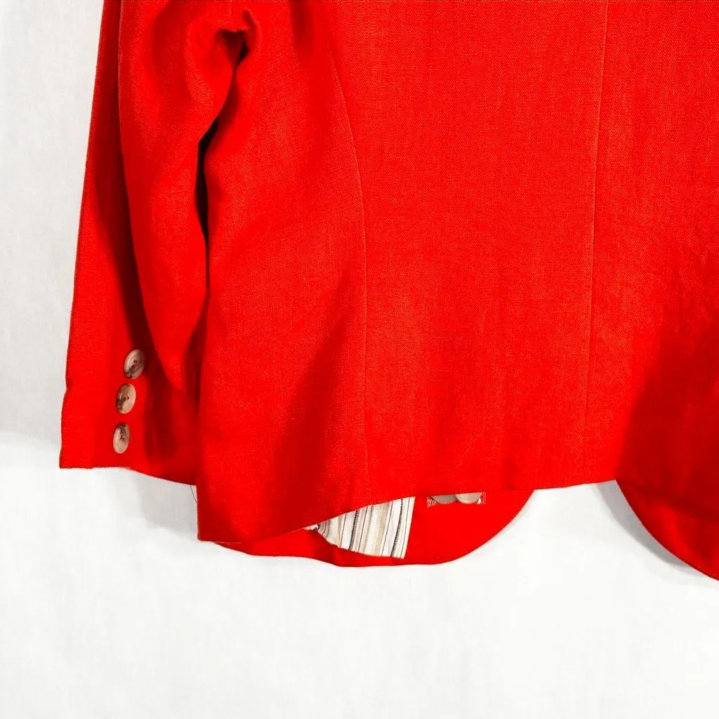 Cremieux Large Blazer Linen Vibrant Orange Lined Jacket‎ Single Button 197 - Image 8