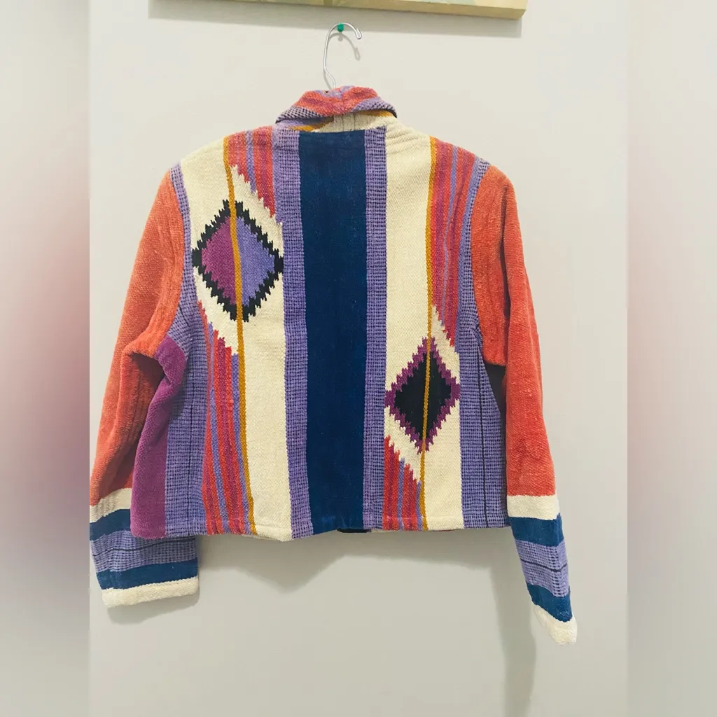 Sandy Starkman Colorful Geometric thick Patterned Jacket Orange Size M - Image 2