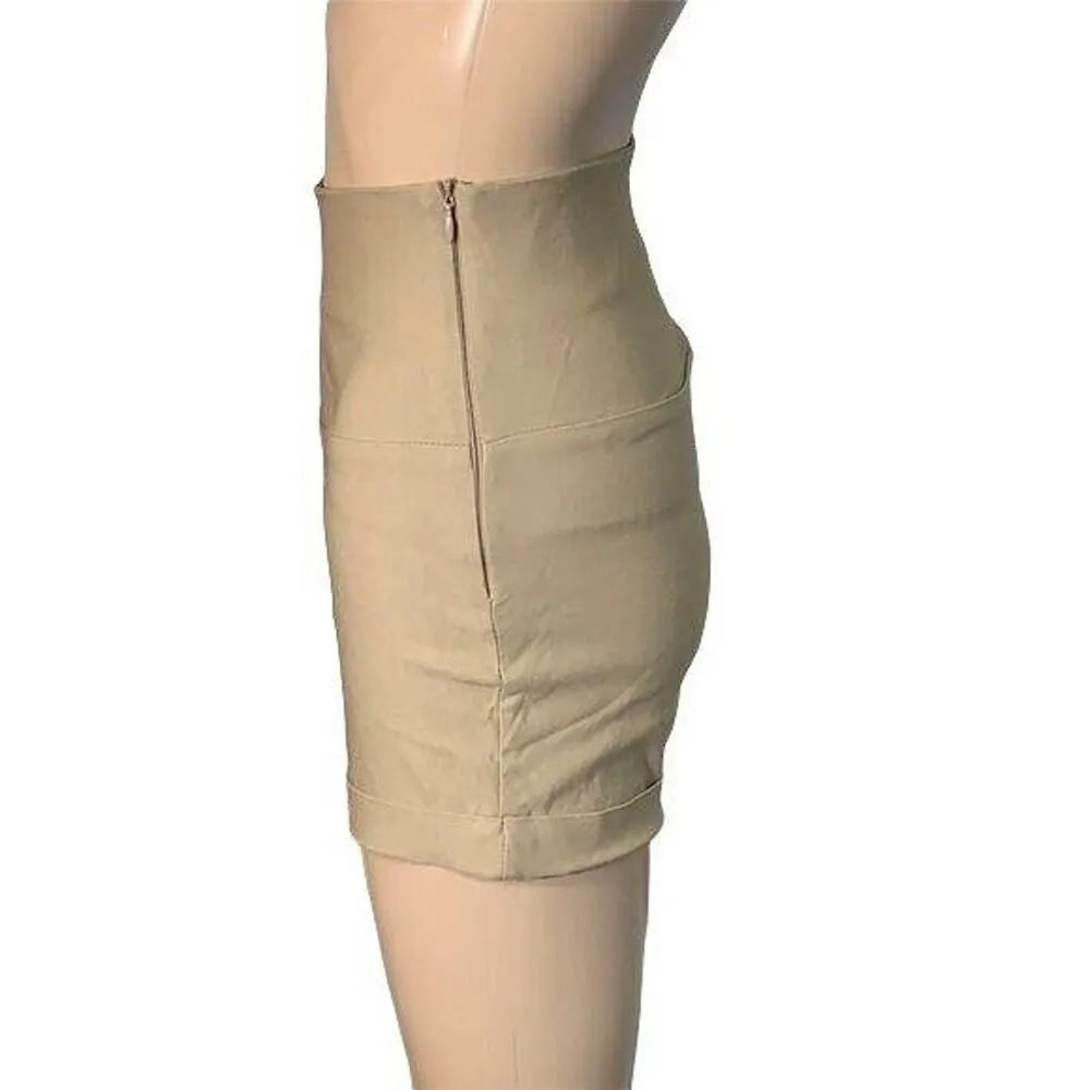 Top 10 Womens Shorts High Waist Stretch Fitted Summer Stretch Tan Beige Small - Image 4