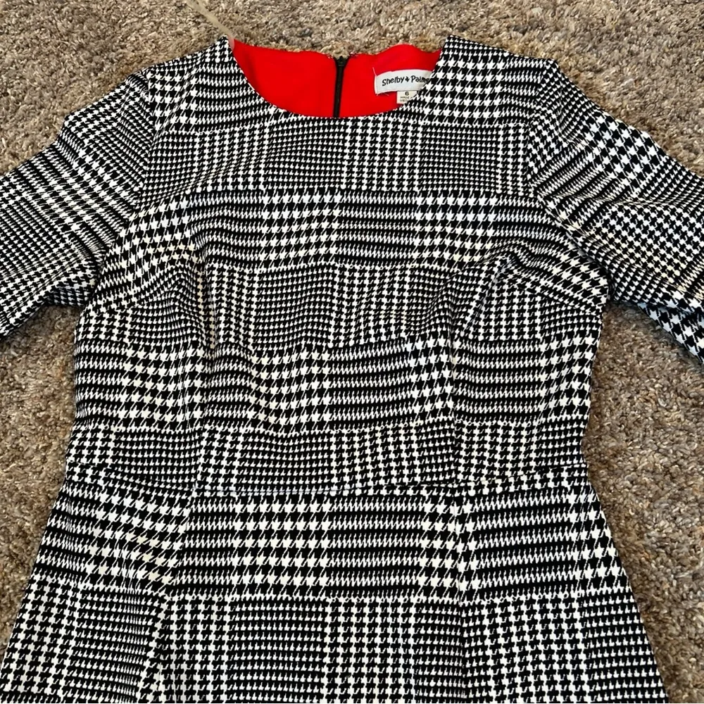 Shelby & Palmer Women’s  Black And White Houndstooth Bell Sleeve Dress Sz 6 - Image 4