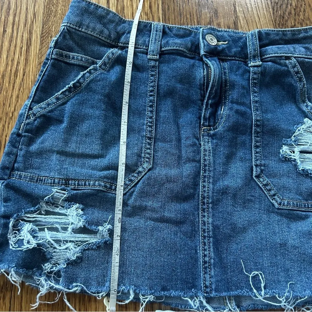 Distressed Denim Mini Skirt - Image 9