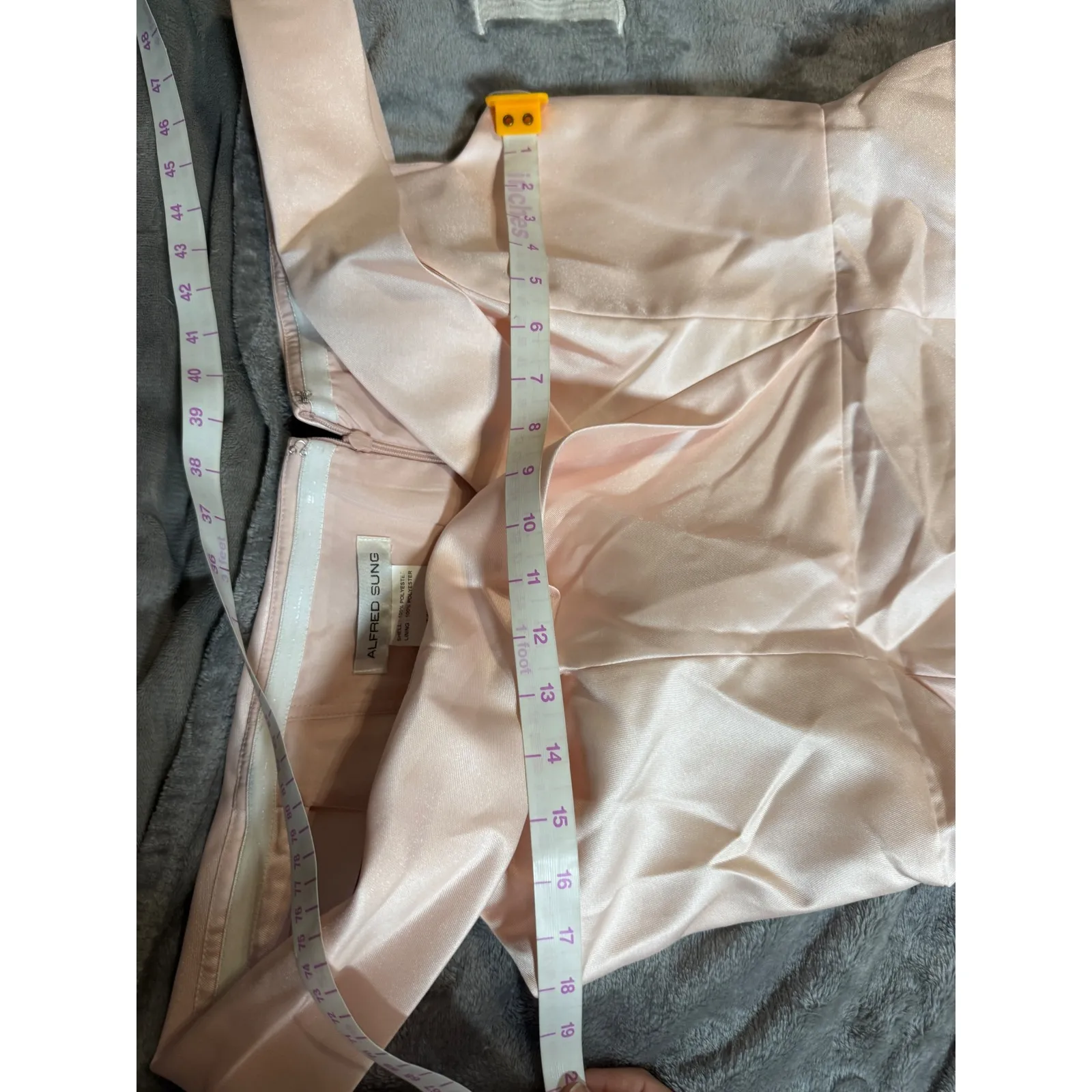 NWT Alfred Sung Size 14 OFF-THE-SHOULDER CUFF TRUMPET GOWN FRONT SLIT BLUSH Pink - Image 8