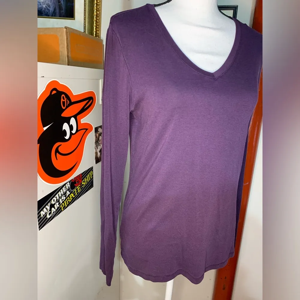Members Mark  Purple V Neck Shirt - Image 3
