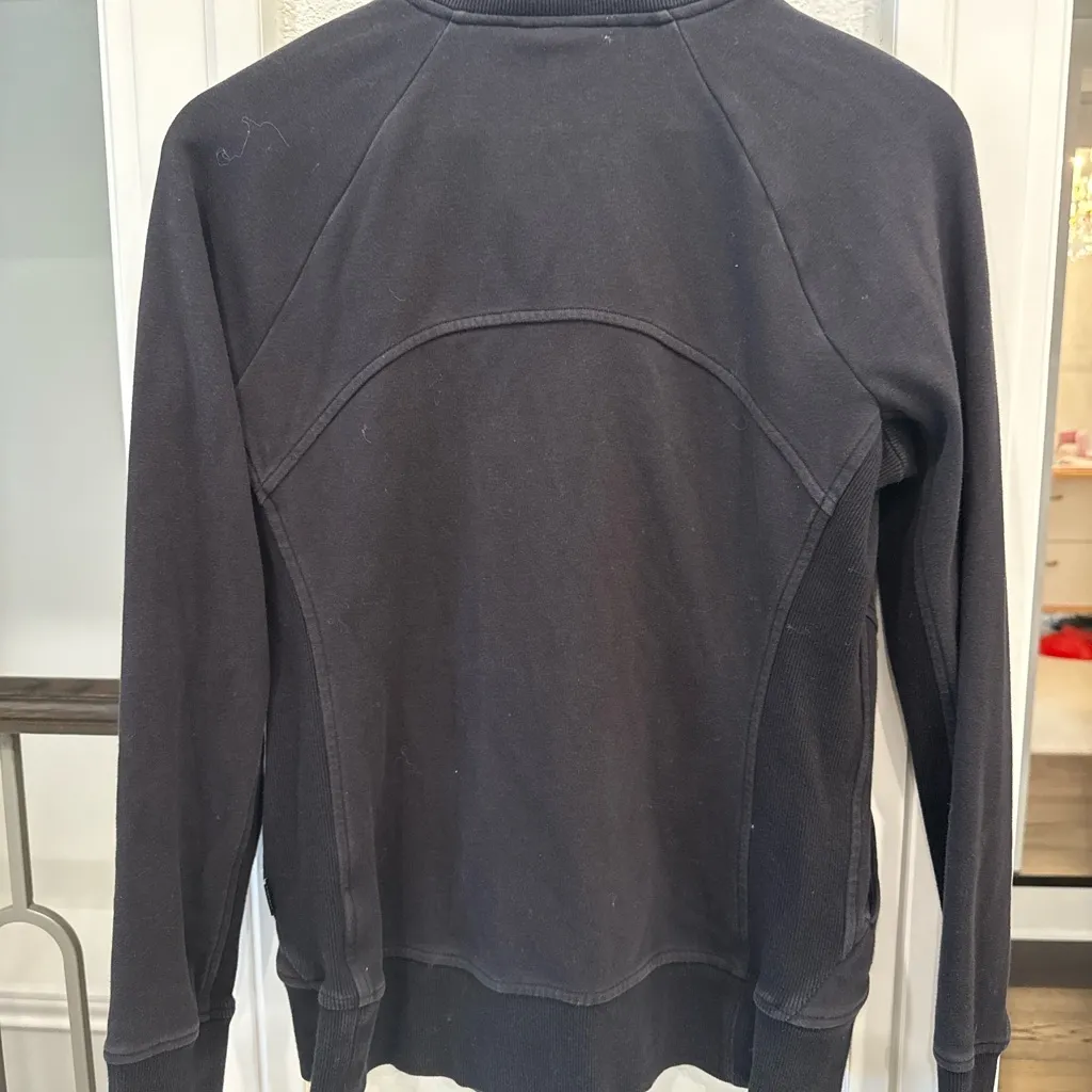 Athleta Triumph Full Zip Jacket Black Ribbed Panels Size Medium - Image 4