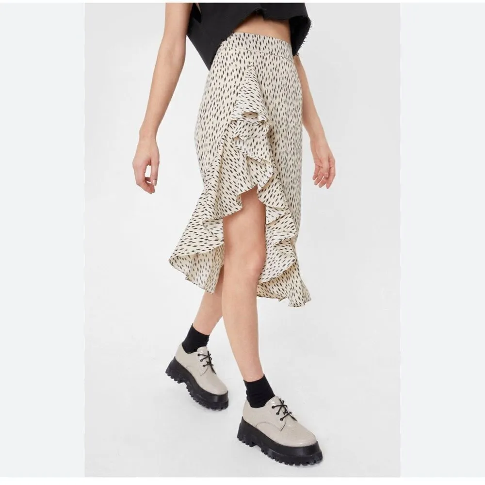 Nasty Gal Size 2 Midi Dress Ruffle Front Abstract - Image 2