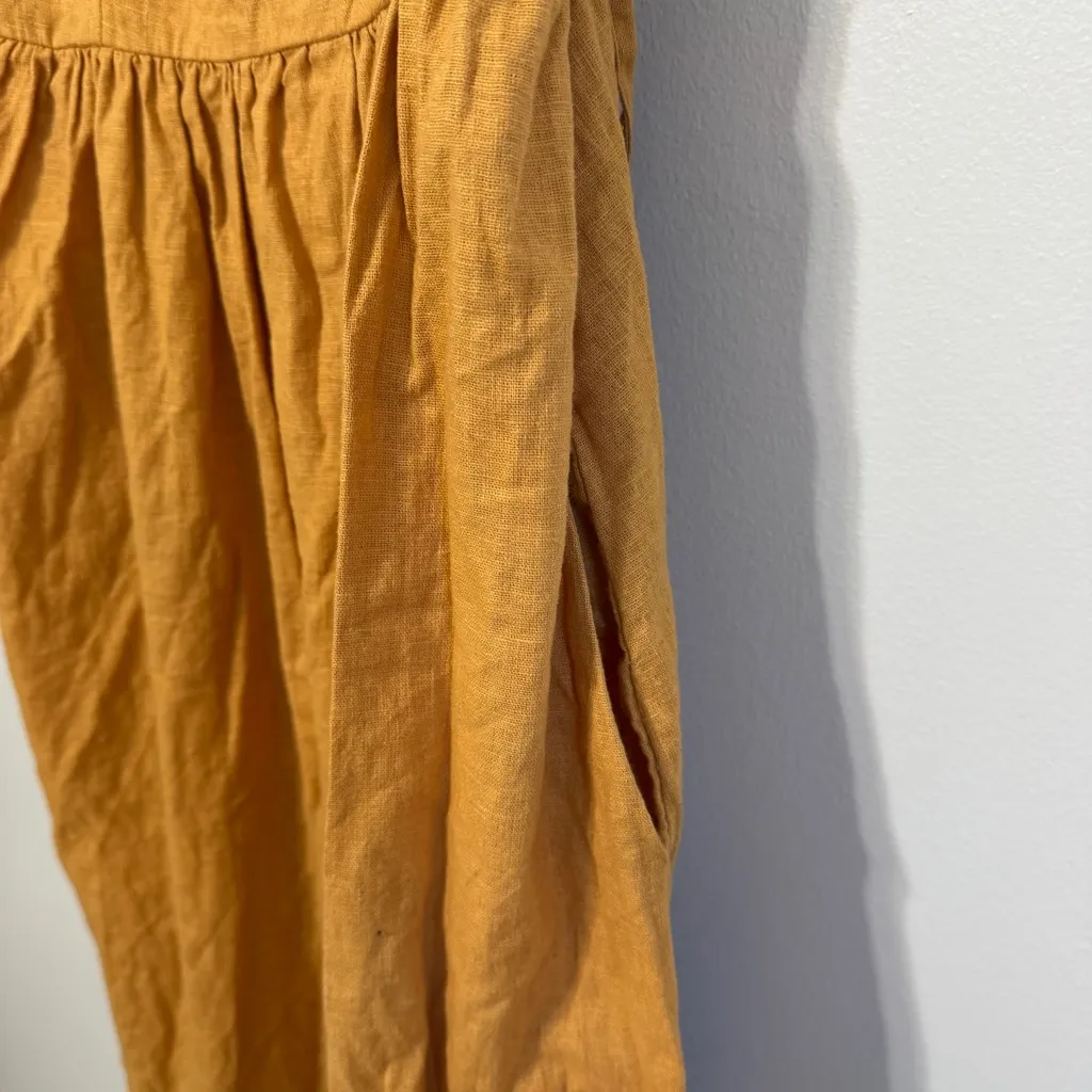 Abercrombie & Fitch Linen Maxi Dress Size Small Yellow Babydoll - Image 6
